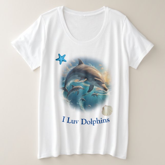 Dolphin Love Plus Size T-Shirt (Design Front)