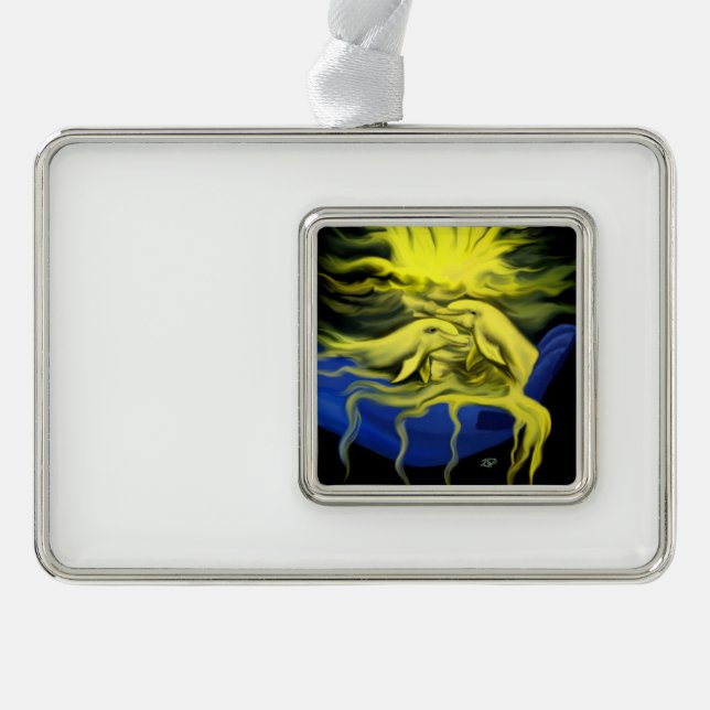 Dolphin Love Silver Plated Framed Ornament (Front)