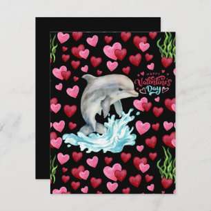 Dolphin Love Valentine’s Day Card in Black