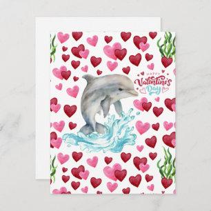 Dolphin Love Valentine’s Day Card in White