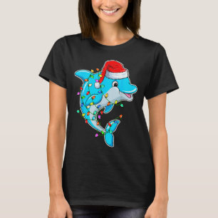 Dolphin Lover Christmas - Dolphin Wearing Santa Ha T-Shirt