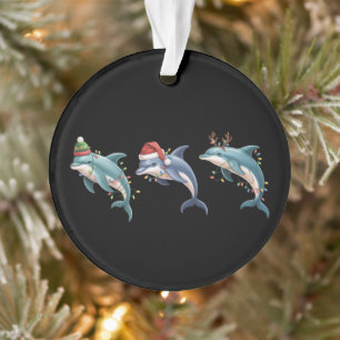 Dolphin Lover Christmas Santa Hat Xmas Ornament