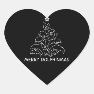 Dolphin Lover Gift Dolphin Merry Christmas Tree Heart Sticker