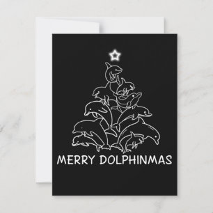 Dolphin Lover Gift  Dolphin Merry Christmas Tree Thank You Card