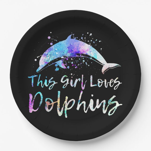 dolphin lover gift this girl loves dolphins paper plate (Front)