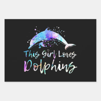 dolphin lover gift| this girl loves dolphins women wrapping paper sheet