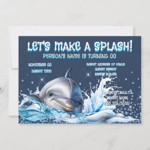 Dolphin Lovers glitter birthday ocean splash Invitation