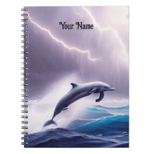 Dolphin Magic in a Stormy Sea: A Captivating Scene Notebook