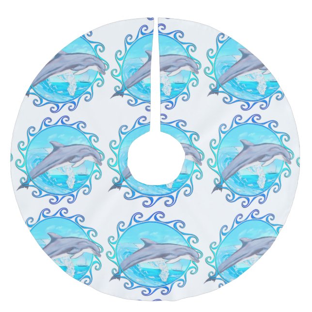 Dolphin Maori Sun Brushed Polyester Tree Skirt (Front)