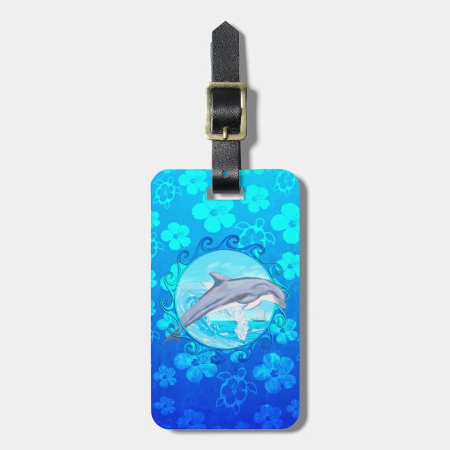 Dolphin Maori Sun Luggage Tag (Front Vertical)