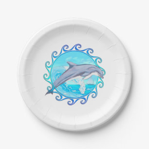 Dolphin Maori Sun Paper Plate