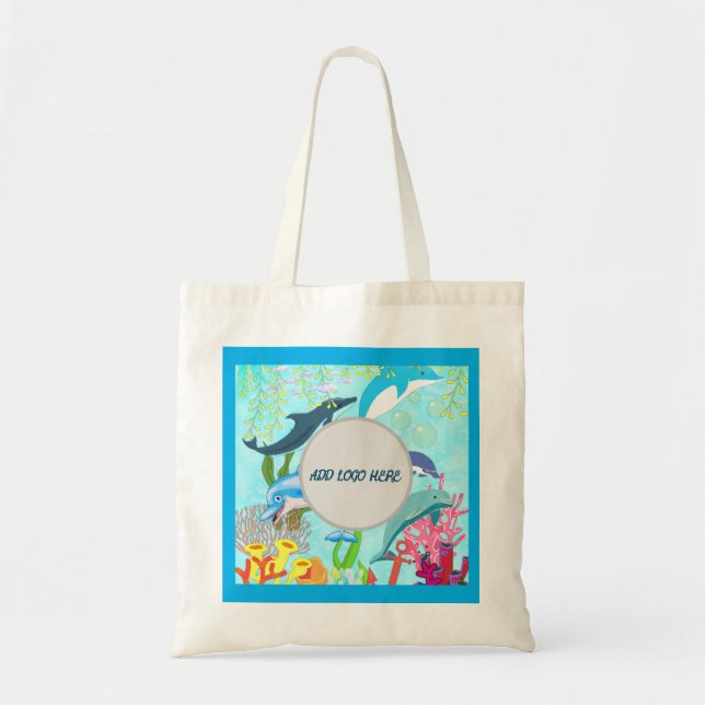Dolphin Marine Coral Reefs Underwater World Tropic Tote Bag (Front)