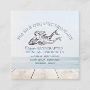 Dolphin Mermaid Logo Handcrafted Organic Skincare Square Business Card