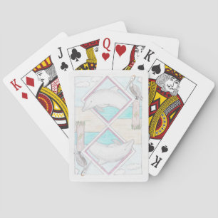 "Dolphin" Miami inspired, Hand drawn Playing Cards