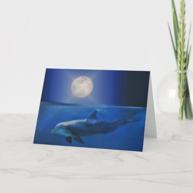Dolphin Moon and Universe Birthday Card (Front)