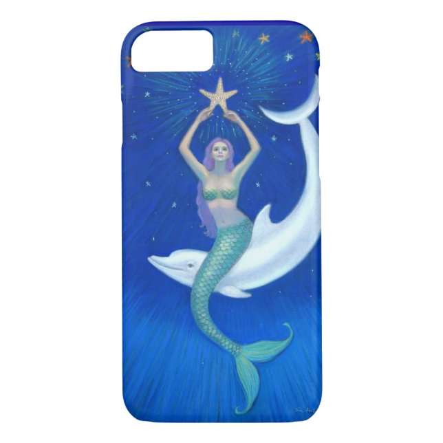 Dolphin Moon Mermaid Fantasy Art iPhone 7 case (Back)