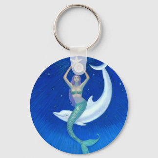 Dolphin Moon Mermaid Key Ring