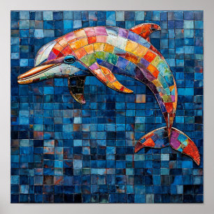 Dolphin Mosaic Art Poster