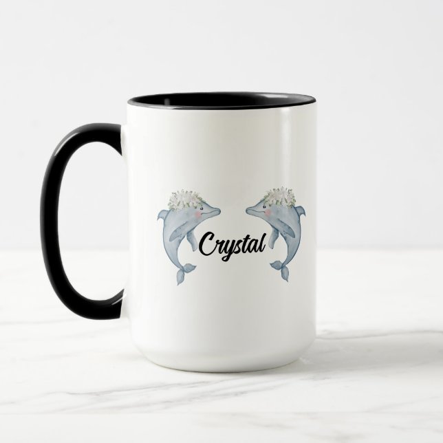 Dolphin Mug with Name, Dolphin Gifts for Dolphin  (Left)