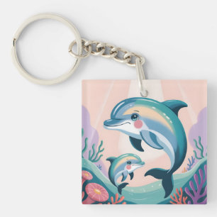 Dolphin Mum and Baby Key Ring