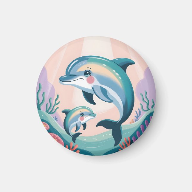Dolphin Mum and Baby Magnet (Front)
