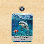 Dolphin Ocean Personalised Sea Magnet<br><div class="desc">This design was created though digital art. It may be personalised in the area provide or customising by choosing the click to customise further option and changing the name, initials or words. You may also change the text colour and style or delete the text for an image only design. Contact...</div>