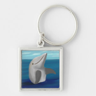 Dolphin Ocean Silver Keychain