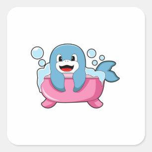 Dolphin on Bathtub Square Sticker