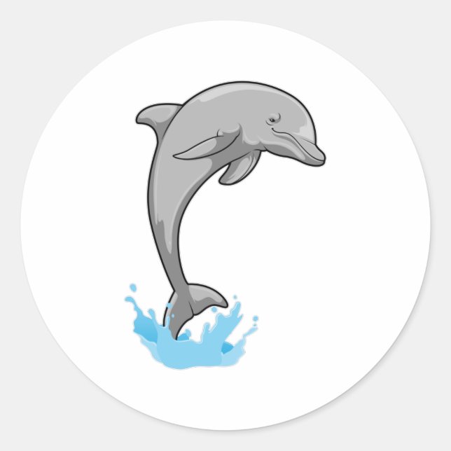 Dolphin over Water Classic Round Sticker (Front)