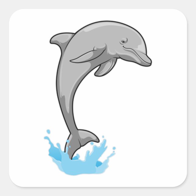 Dolphin over Water Square Sticker (Front)