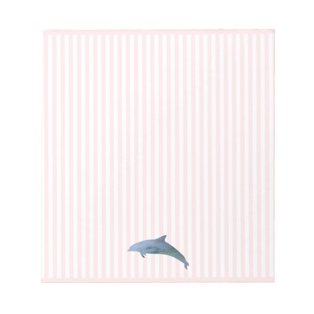 Dolphin Painting Nautical Pink Stripe Preppy Notepad (Front)