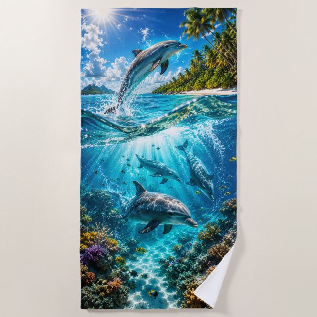 Dolphin Paradise Beach Towel (Front)