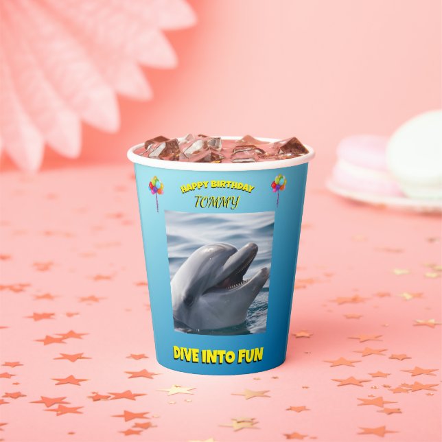 Dolphin Party Splash  Paper Cups (Insitu)