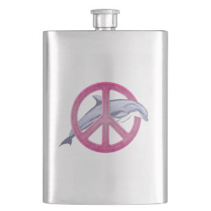 Dolphin Peace Pink Hip Flask