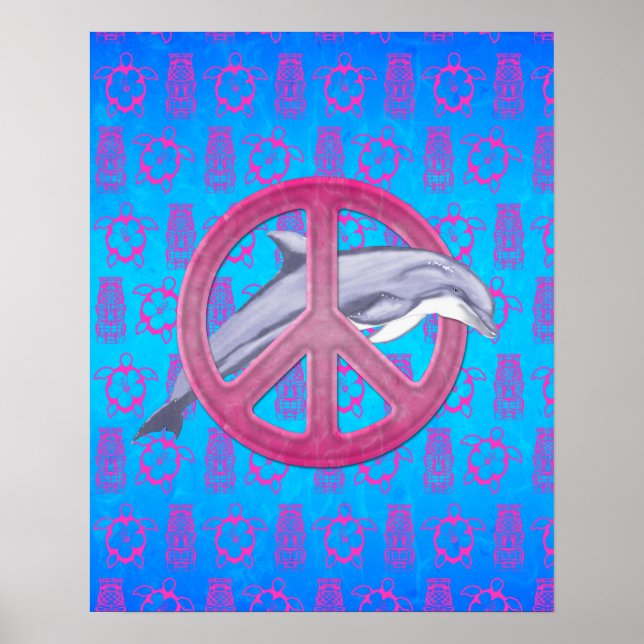 Dolphin Peace Pink Poster (Front)