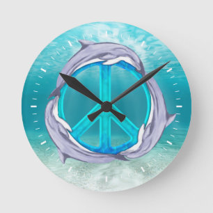 Dolphin Peace Round Clock