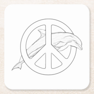 Dolphin Peace Sign Adult Colouring Paper Coaster