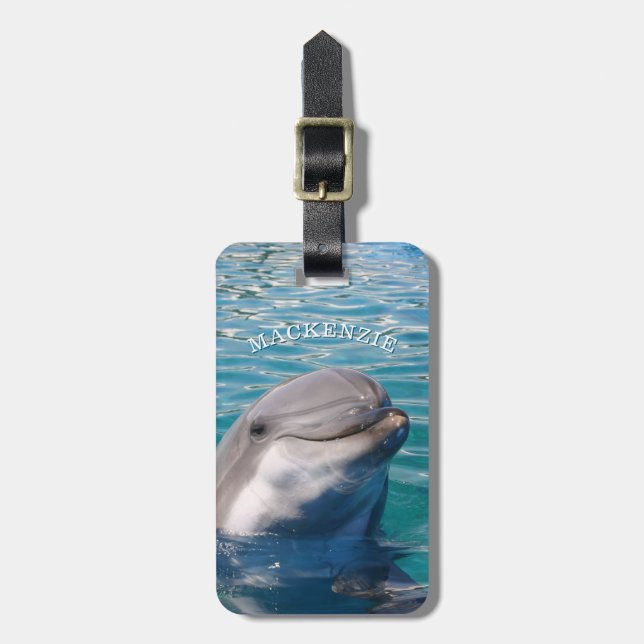 Dolphin Personalised Luggage Tag (Front Vertical)