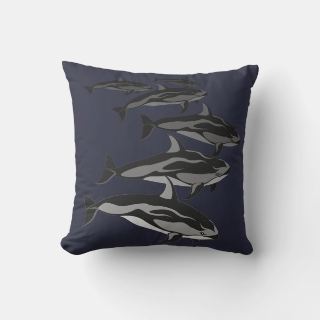 Dolphin Pillow White Sided Dolphin Throw Pillows (Front)