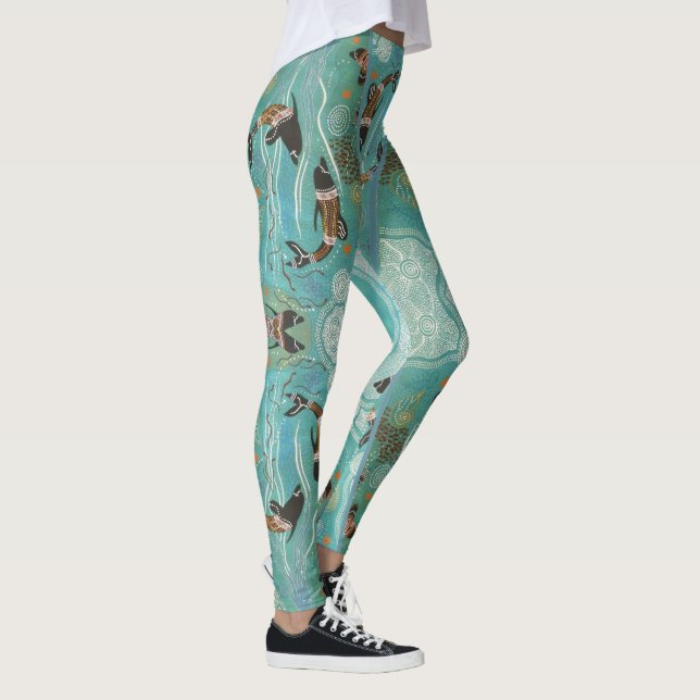 Dolphin Play Aboriginal Leggings (Right)