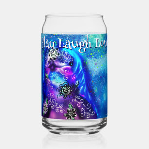 Dolphin Play Laugh Love Whimsical Painting Art  Can Glass
