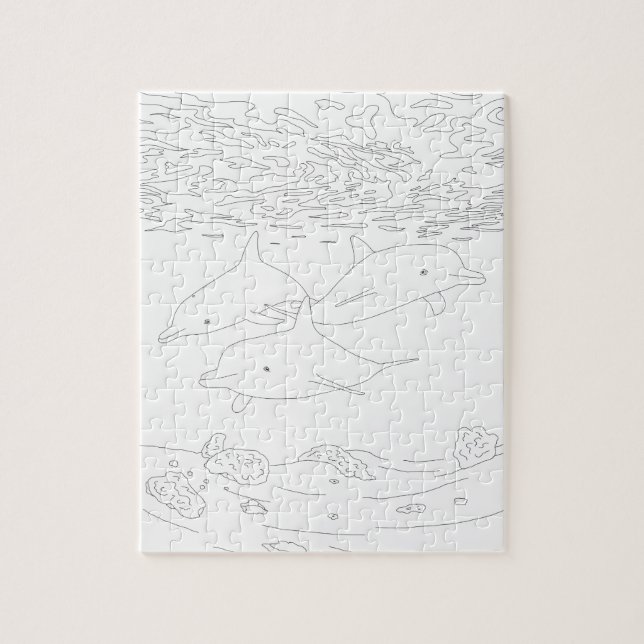 Dolphin Pod Adult Colouring Puzzle (Vertical)