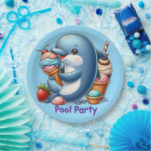 Dolphin Pool Party Paper Plate