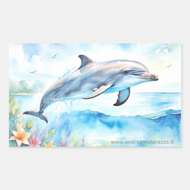 Dolphin Rectangular Sticker (Front)