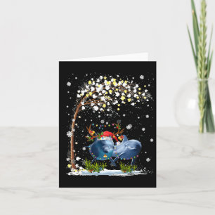 Dolphin Reindeer Hat Santa Christmas Tree Funny Xm Card