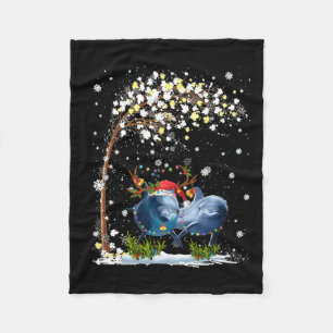 Dolphin Reindeer Hat Santa Christmas Tree Funny Xm Fleece Blanket