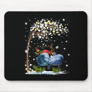 Dolphin Reindeer Hat Santa Christmas Tree Funny Xm Mouse Pad