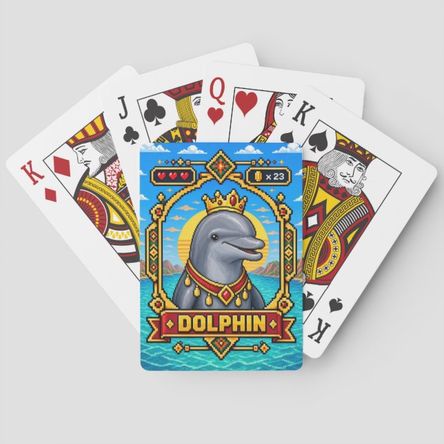 Dolphin Retro 8-Bit Pixel Art Playing Cards (Back)