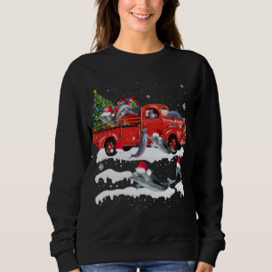Dolphin Riding Red Truck Merry Christmas X-mas Ugl Sweatshirt