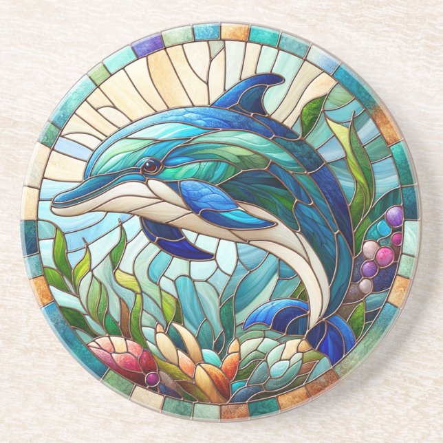 Dolphin Sandstone  Coaster (Front)